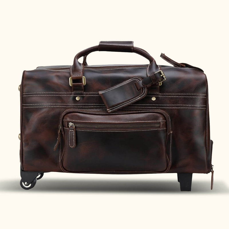 Experience ease and versatility with a rolling duffle bag, designed to accompany you on your journeys with effortless mobility.