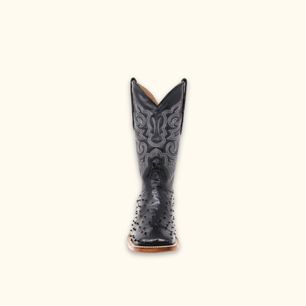 Front view of The Rustler Black Western Cowboy Boots