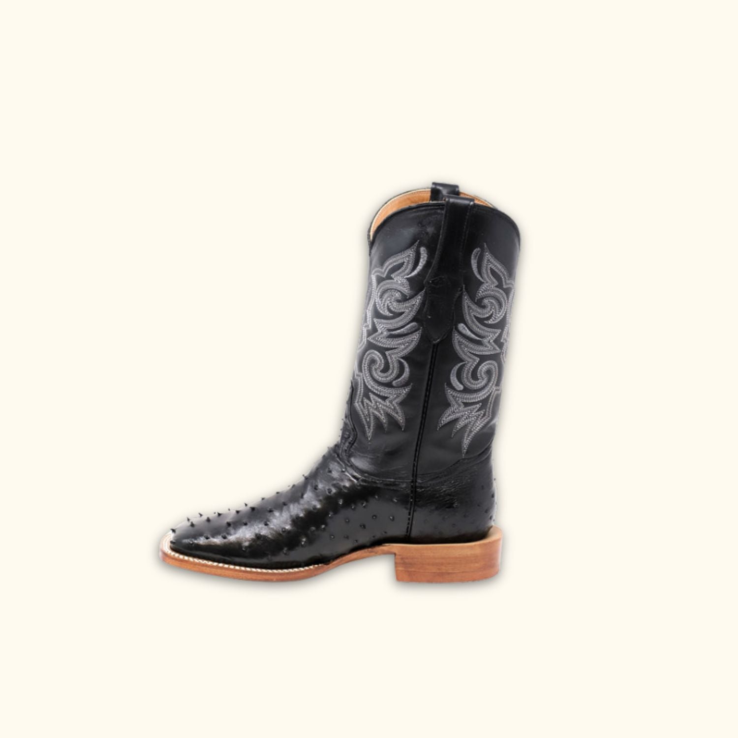 The Rustler Black Western Cowboy Boots | Handcrafted Ostrich Leather ...