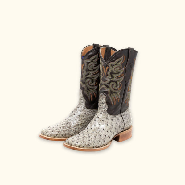Display photo of Rustler Tobacco Ostrich Cowboy Boots