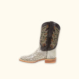 Side view of Rustler Tobacco Ostrich Cowboy Boots