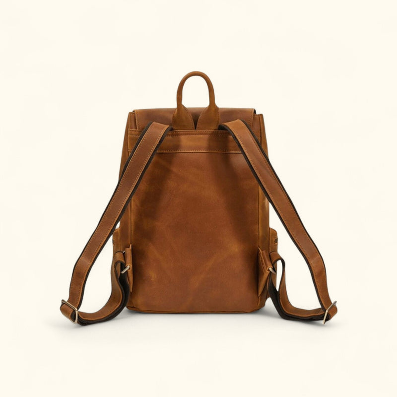 The Setting Sun Brown Full Grain Unisex Leather Backpack