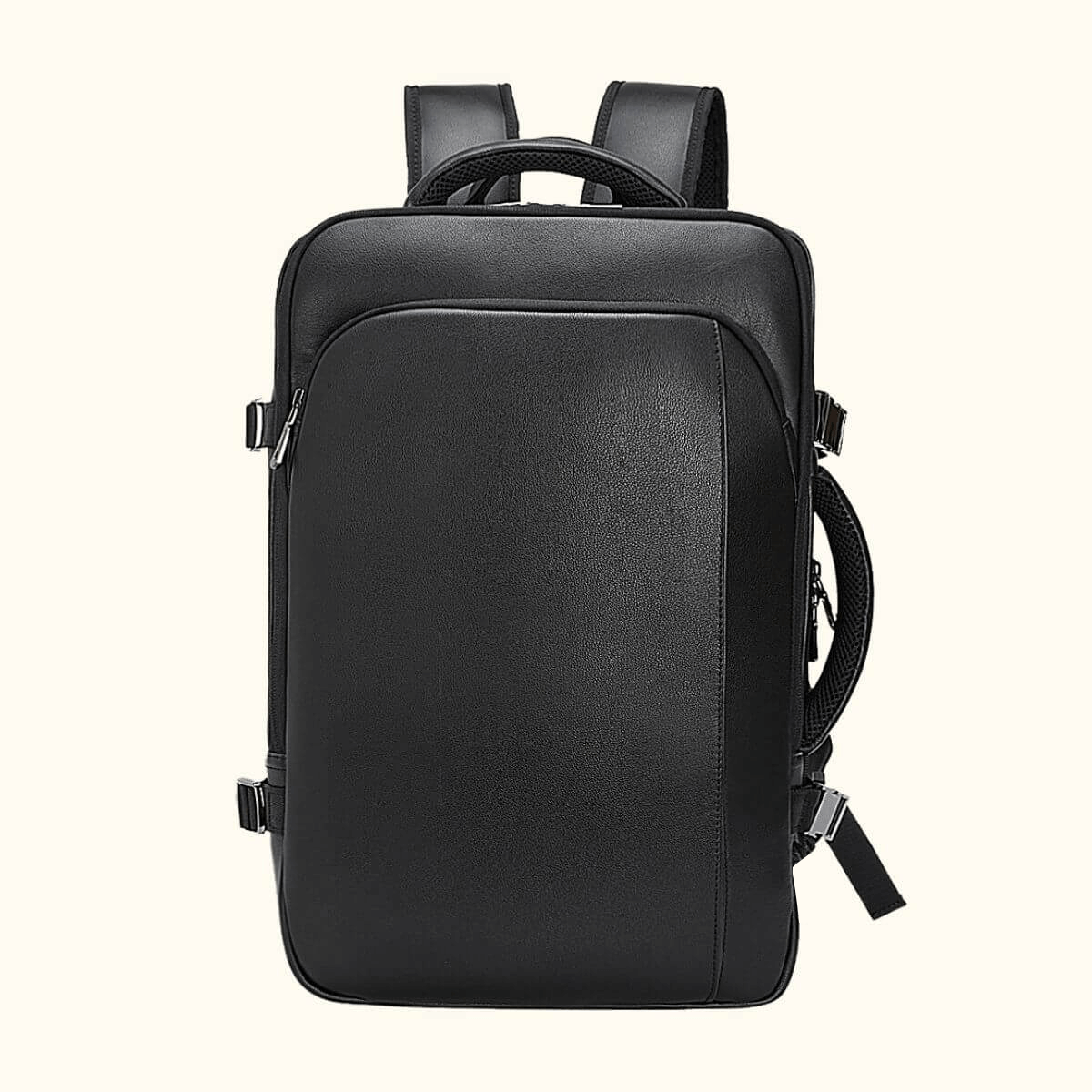 The Stetson Peak - Expandable Mens Leather Backpack Black The Stetson Peak - Expandable Mens Leather Backpack Black