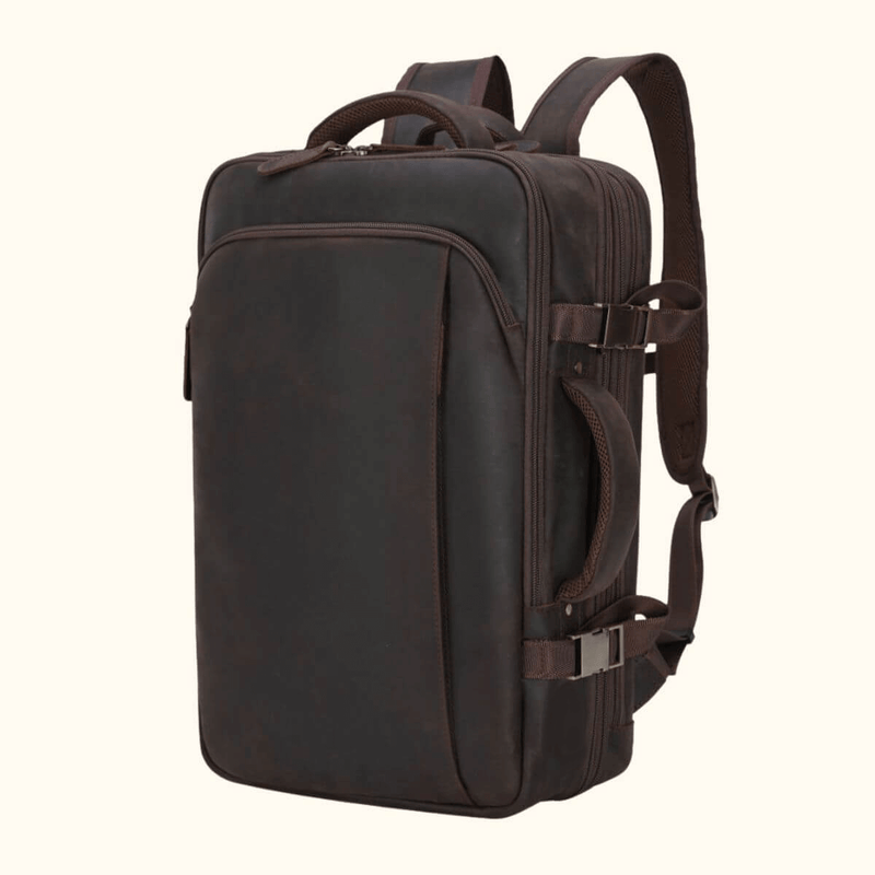 chocolate brown leather backpack The Stetson Peak