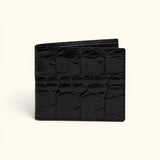 The Monarch Crocodile Bifold Wallet in Obsidian Black handcrafted from genuine Siamese crocodile leather.