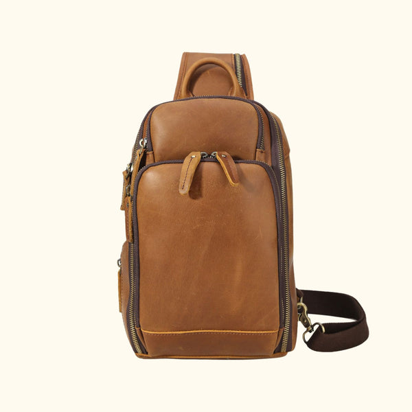 The Trailblazer Trekker - Vintage Leather Tablet Chest Pack