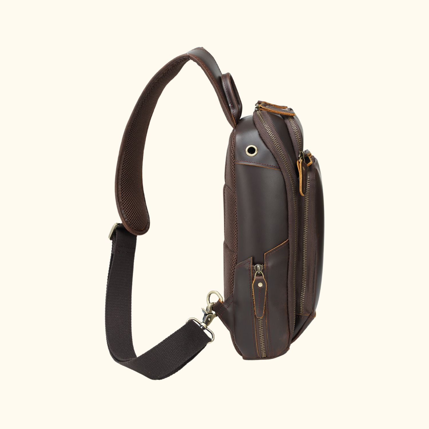 Vintage Leather Tablet Chest Pack FullGrain Leather Sling Bag