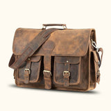 Vintage Leather Briefcase: 'The Saloon Street' - A timeless classic for modern professionals.
