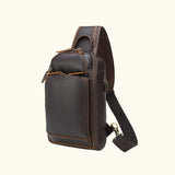 Vintage Leather Chest Pack" - Stylish and durable leather sling bag with a timeless appeal