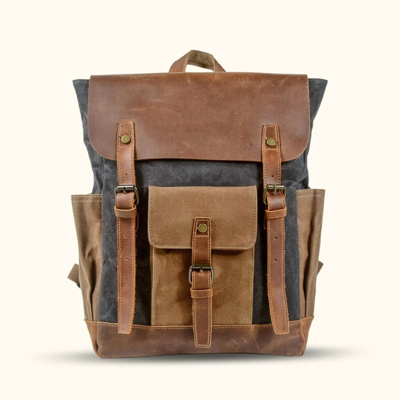 The Timber Trek Retro Vintage Waxed Canvas Laptop Backpack Green Army