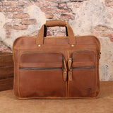 Western Leather Briefcase in Camel Brown - Carry Your Western Style with Confidence