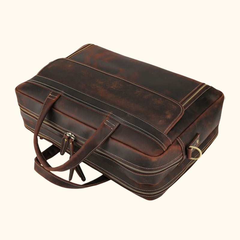 The Lone Rider - Rugged Vintage Leather Briefcase