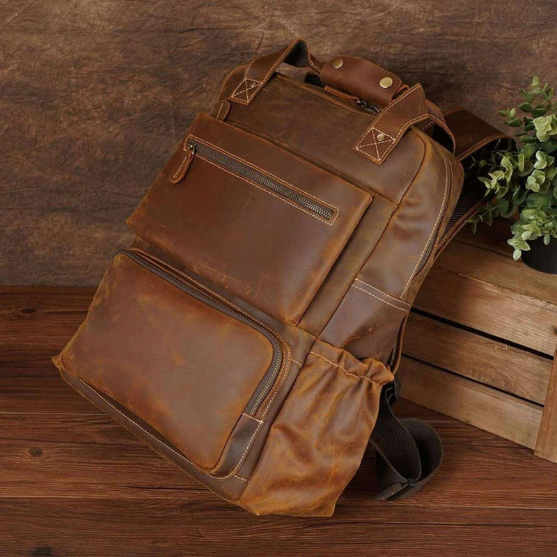 Canvas and Crazy Horse Leather Backpack Adventure for Man