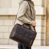 The Lone Rider - Rugged Vintage Leather Briefcase