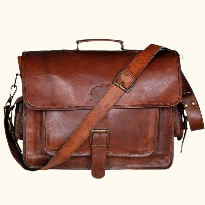 Custom Made Vintage Style Briefcase Bag Office Bag Men Full Grain