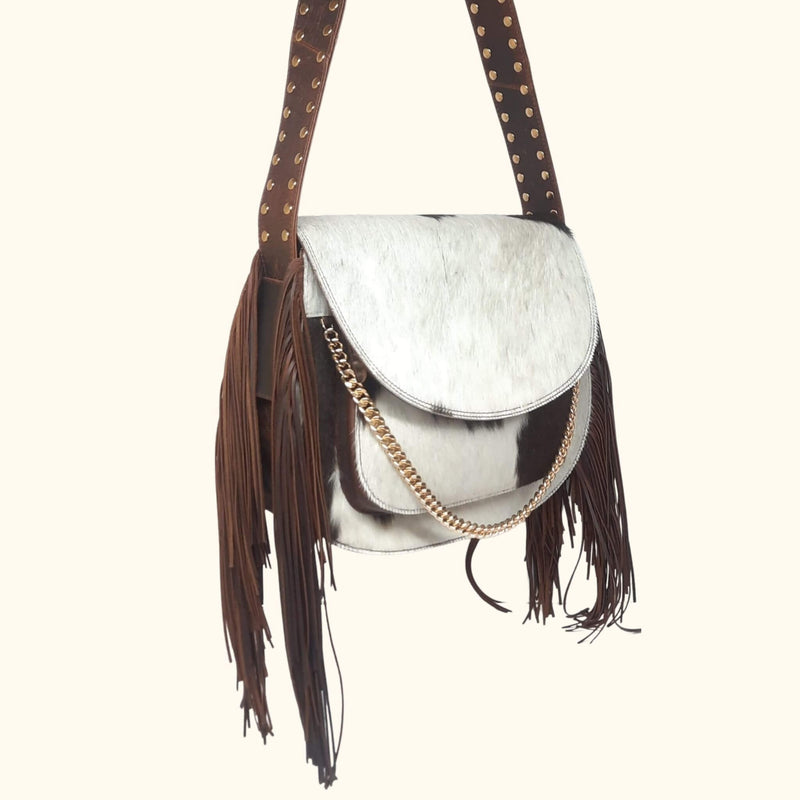 Cowhide Fringe Crossbody Purse - A Fusion of Western Flair