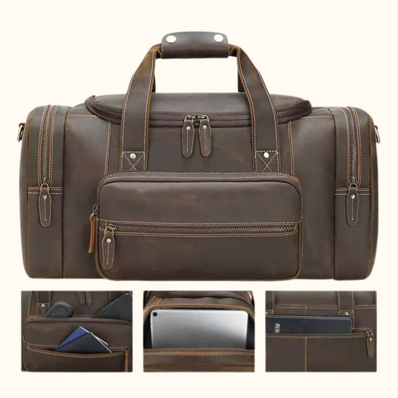 The Sabre Tooth Men s Vintage Leather Travel Duffle Bag