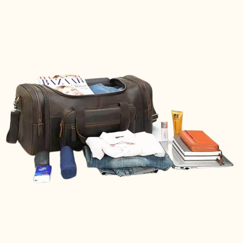 Embrace authenticity and elegance with a genuine leather duffle bag, the epitome of style and durability for your travels.