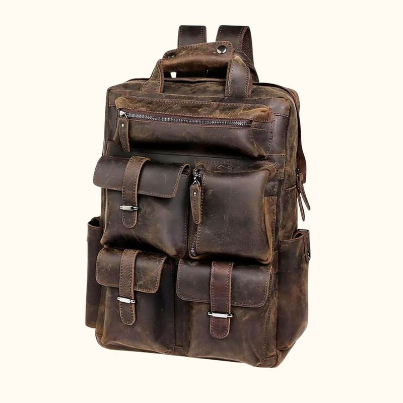 big brown leather backpack The Big Cohona - Vintage Leather Rucksack