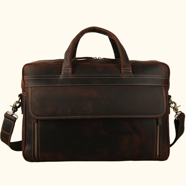 The Lone Rider - Rugged Vintage Leather Briefcase